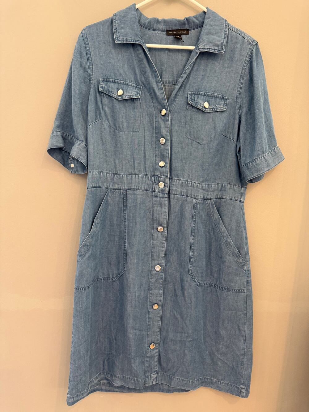 Saks Fifth Avenue 100% Tencel Chambray Shirt Dress NWOT Medium
